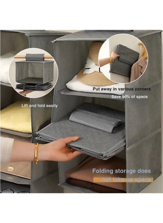 Flax Hanging Closet Organizer,4-Shelf Hanging Shelves With 2 Removable Storage Drawers ,Hanging Wardrobe Storage,For Clothes Bag Shoes,Bedroom Garment Rack Holder,Gray - Image 5
